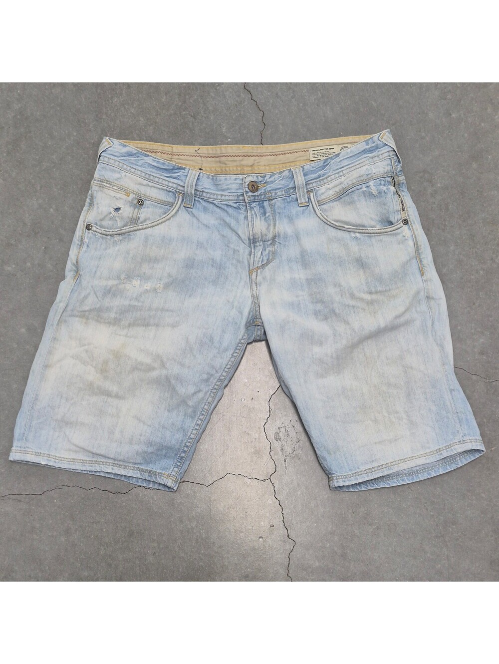 Meltin Pot  Light Wash Distressed Denim Shorts